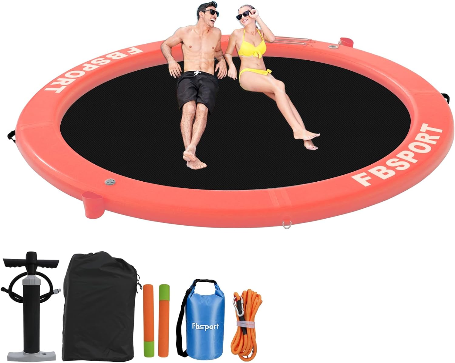 AA3A463C-A47B-5111-E0C1-2091C1BA1F83 Inflatable Dock Floating Platform, 8ft Inflatable Water Hammock Floating Deck for Lake W/Cupholder, Round Floating Ring Float Ring, Pool Float Raft Lounger Island Platform Pad - Image 1